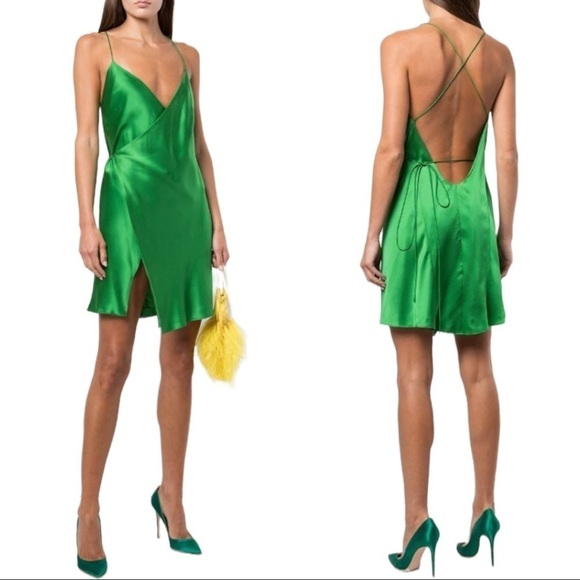 Michelle Mason | NWT 100% Silk Strappy Wrap Mini Dress - Size 4 - Sold Out - Picture 1 of 8